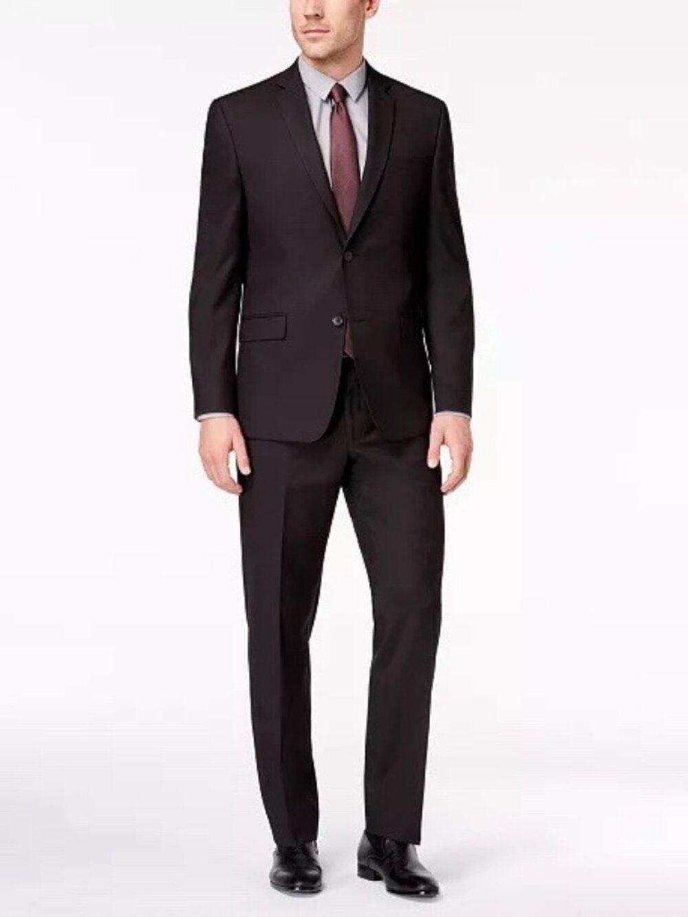 Marc New York Mens Modern-fit 2-Pc Suit 42L / 35Wx33L Black Stretch